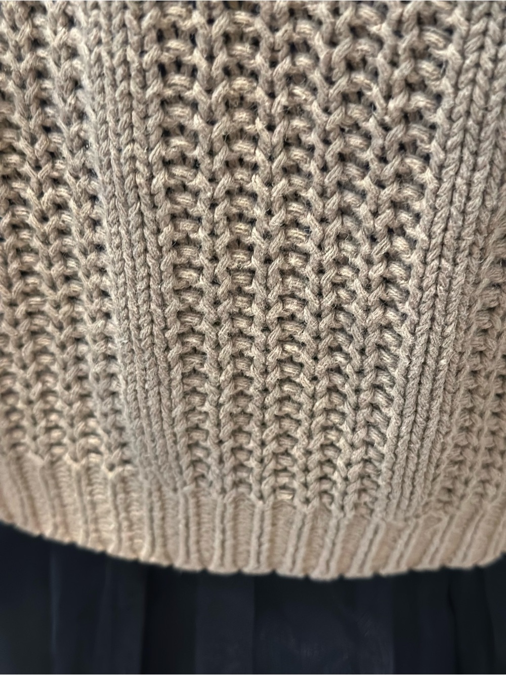 Tarazzia Design Group Cable Knit Cowl Neck Sweater Taupe Ramie Cotton M - Picture 7 of 9